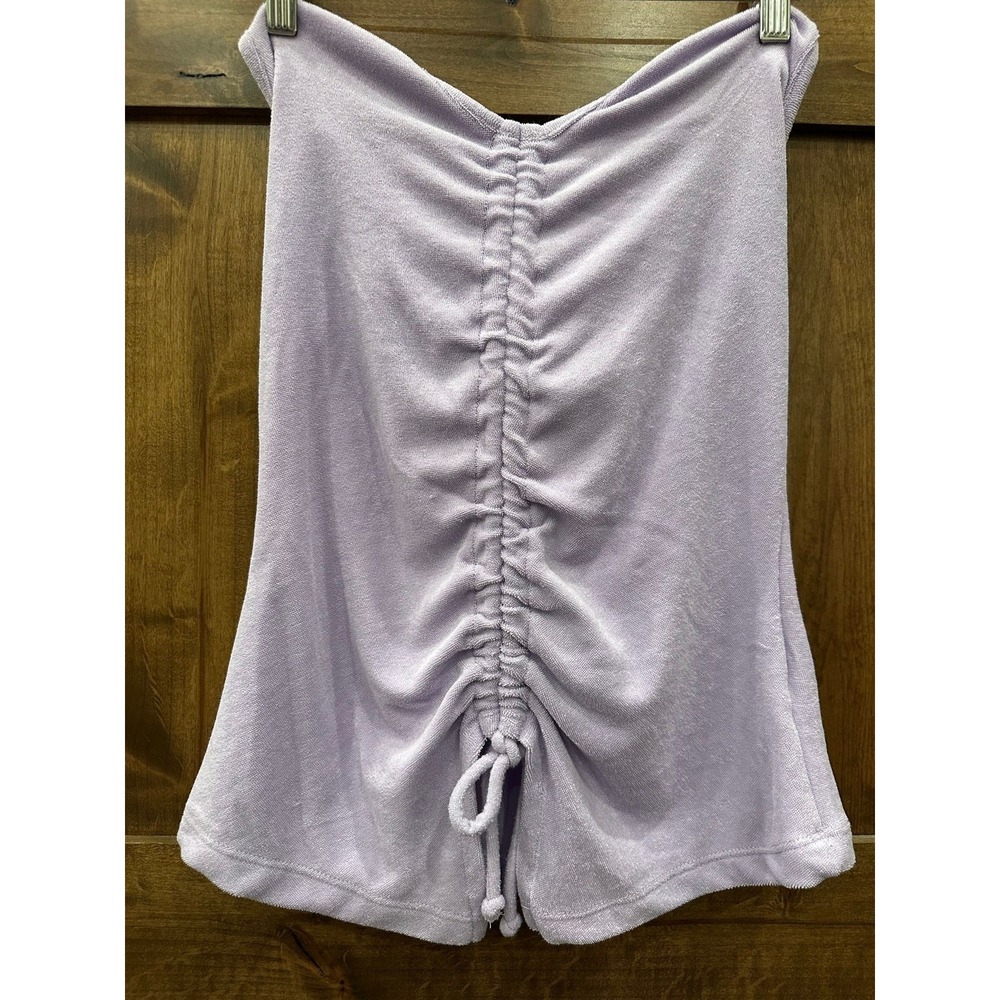 Chaser Womens Lavender Terry Cloth Ruched Beach Cover Up Top Purple Size M NEW
